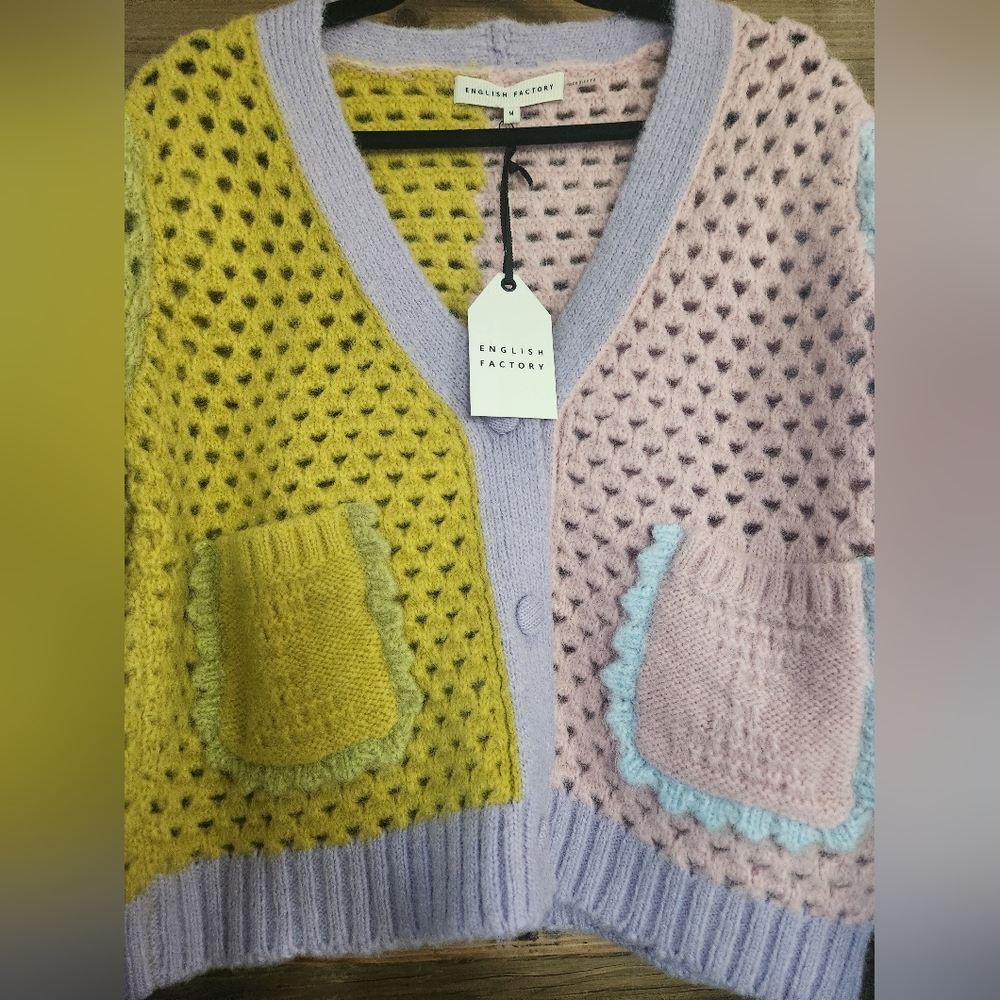 NWT English Factory CONTRAST DETAIL CARDIGAN M - Picture 5 of 6